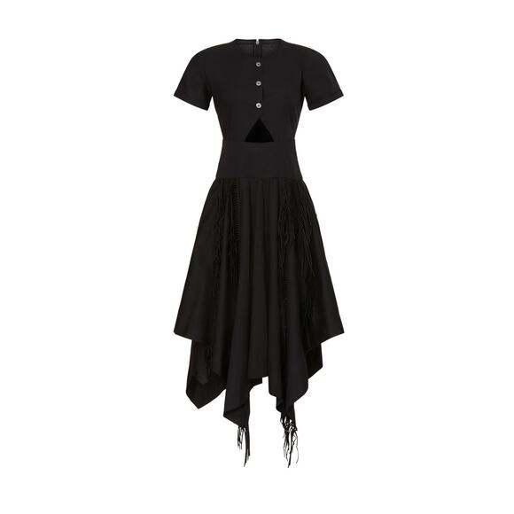 Bibhu Mohapatra Collective Cutout Fringe Dress Women's Plus 14 Black RTR - Picture 11 of 11